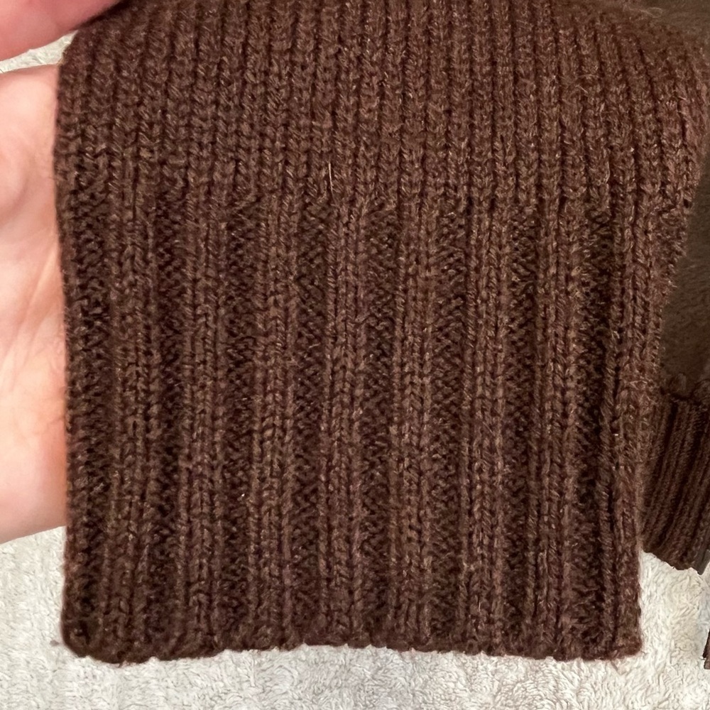 Vintage Women's Chocolate Brown Boho Suede Cable Knit Jacket Sz M Elbow Patches - Picture 5 of 15